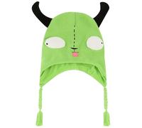 Concept One Invader Zim Beanie Hat, Gir Cosplay Peruvian Winter Knit Cap with Ears and Tassels Boina, Borlas Verdes, Talla única Unisex Adulto