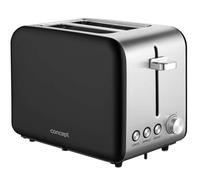Concept TE2052 - Tostadora de acero inoxidable con ranura ancha de 36 mm, 2 cámaras de tostado, temporizador electrónico, 950 W, color negro mate