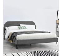 Concept-Usine | Cama Doble Phoenix en Terciopelo Gris con Somier de Láminas de 2 Plazas - Cama160 X 200 Cm - Marco de Cama Escandinavo para 2 Personas - Patas en Metal Negro