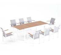 Concept Usine Conjunto de aluminio blanco y madera de 8 plazas