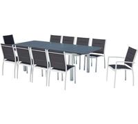 Concept Usine Conjunto de jardín extensible aluminio + 10 asientos textileno blanco