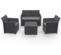 Concept Usine Conjunto de muebles de jardin de resina de 4 plazas con mesita gris