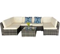 Concept Usine Conjunto de muebles de jardín de resina tejida 6 plazas - gris y beige