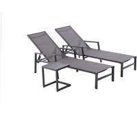 Concept Usine Juego de 2 tumbonas con mesa auxiliar gris oscuro