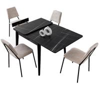 Concept Usine Mesa de comedor 6 personas gris y negra - 180 cm