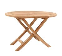 Concept-Usine | Mesa de Jardín Redonda Plegable de Teca de 120 cm | Diseño Mejia | Acabado de Madera en Bruto | Ahorro de Espacio práctico | Resistente a la Intemperie | Larga Vida útil