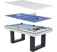 Concept-Usine Mesa de juegos multijugador 3 en 1 billar y ping-pong en madera blanca DENVER