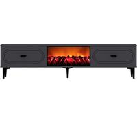 Concept Usine Mueble de TV con chimenea LED 150cm gris antracita y negro