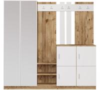 Concept Usine Mueble recibidor madera y blanco con espejo