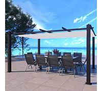 Concept-Usine | Pérgola autoportante 4X3 m (12m²) - Estructura de Aluminio - Lona 100% Poliéster - Nila Beige - Lona corredera retráctil - Cenador de Jardín - para terraza Exterior & Pabellón