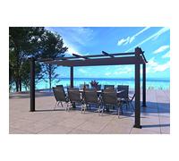 Concept-Usine | Pérgola Autoportante 4X3 m (12m²) - Estructura de Aluminio - Lona 100% Poliéster - Nila Gris - Lona Corredera Retráctil - Cenador de Jardín - para Terraza Exterior & Pabellón