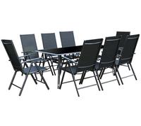 Concept Usine Salón de jardín de aluminio 8 sillones + tumbonas dúo textilene negro