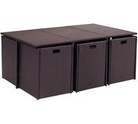 Concept Usine Salón de jardín de resina trenzada marrón/blanco de 10 plazas