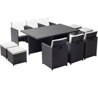 Concept Usine Salón de jardín encastrable 10 plazas resina trenzada negro/blanco
