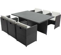 Concept Usine Salón de jardín encastrable 6 personas de resina trenzada gris/blanco