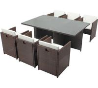 Concept Usine Salón de jardín encastrable 6 personas resina trenzada marrón/blanco