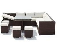 Concept Usine Salón de jardín encastrable resina trenzada 10 plazas marrón/blanco