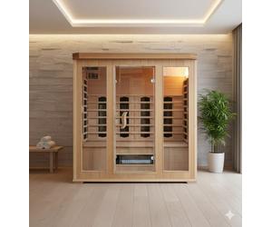 Concept-Usine | Sauna de Cuerpo Entero en Madera para 4 o 5 Personas| Reduce el Estres y Relaja los Musculos | Cromoterapia 7 Colores y 8 Difusores Infrarrojos| Sin Vapor : Calor Seco + Economico