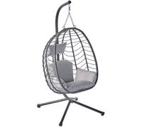 Concept Usine Sillón colgante de resina con efecto ratán gris