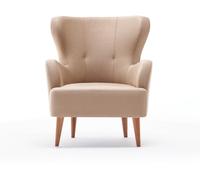 Concept Usine Sillón de terciopelo beige con reposabrazos