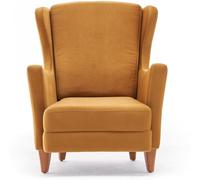 Concept Usine Sillón orejero de terciopelo mostaza