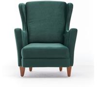 Concept Usine Sillón orejero de terciopelo verde