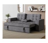 Concept USINE - Sofá Convertible de 3 plazas de Pana | NOHO Gris | Modular Muy práctico | Diseño contemporáneo | Cama de 2 plazas: Cama de 160 x 160 cm | Estructura de Madera Maciza