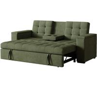 Concept Usine Sofá cama de 3 plazas de pana verde