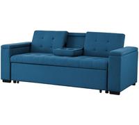 Concept USINE - Sofá Convertible de 4 Plazas en Tela de Lino | NOHO Azul Petróleo | Modular Muy Práctico | Diseño Contemporáneo | Cama 2 Plazas: Cama de 160x160cm | Estructura Madera Maciza Eucalipto