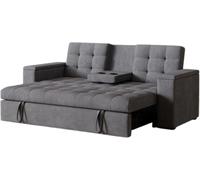 Concept Usine Sofá cama de 3 plazas de terciopelo gris