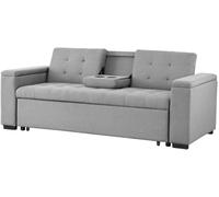 Concept USINE - Sofá Convertible de 4 Plazas en Tela de Lino | NOHO Gris Claro | Modular Muy Práctico | Diseño Contemporáneo | Cama 2 Plazas: Cama de 160x160cm | Estructura de Madera Maciza Eucalipto