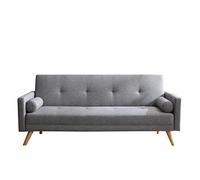 Concept-Usine | Sofá Convertible Escandinavo Wooden | Color Gris| 3 Asientos con un Diseño Moderno y Cómodo| Estructura Recta de 209 cm de Ancho con Reposabrazos y Cojines Extraíbles