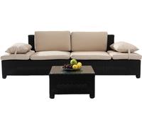 Concept Usine Sofá de Jardín de Resina trenzada Corfú - crudo/negro