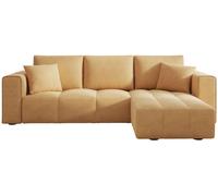 Concept Usine Sofá esquinero cama de 4 plazas con cofre de terciopelo amarillo.