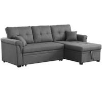 Concept Usine Sofá esquinero recto cama de 4 plazas en tejido gris claro