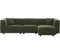 Concept Usine Sofá recto de 3 plazas + 1 puf de terciopelo a cuadros verde