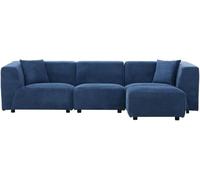 Concept Usine Sofá recto de 3 plazas + 1 puf de terciopelo azul