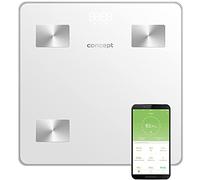Concept VO4000 - Báscula de diagnóstico de cristal con aplicación digital, análisis de grasa corporal, masa muscular, IMC LED, Bluetooth, peso hasta 180 kg, color blanco