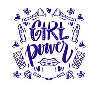 Concepto de eslogan de letras a mano con la palabra "Girl Power" Calcomanías de pared de PVC 67.2x68.3cm Decoración de carrocerías Azul oscuro
