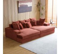 CONCEPTO DE FÁBRICA | Sofá de 4 plazas Cardiff pana Terracota | Módulos simétricos | Cojines desmontables | Asiento profundo confort mediados de granja | Diseño chic e informal | Estructura de madera