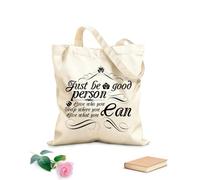 Concepto de póster con cita motivadora creativa e inspiradora: "Simplemente sé una buena persona". Bolsas de lona con estampados personalizables Tela de 12 oz de grosor Combina con la ropa 31x36cm