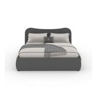 CONCEPTO FÁBRICA | Cama maletero de 140 x 190 cm Plano Gris | Pana Elegante y Moderna | Diseño redondeado con cabecera galvanizada | Somier incluido | Gran baúl de almacenamiento | 2 plazas cómodas