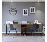 CONCEPTO FÁBRICA | Escritorio KILI de madera estilo industrial | 2 nichos de almacenamiento funcionales | Diseño moderno con acentos metálicos | Dimensiones 240 x 60 x 74 cm | Ideal teletrabajo |