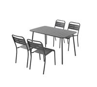 CONCEPTO Fábrica | Jardín BERGAME 4 plazas 120 cm Acero Gris | Gran Salón Exterior Amigable | Muebles Jardín Terraza Piscina | Resistencia Sol & Intemperies | Premium Design Amigable