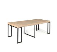 CONCEPTO FÁBRICA | Mesa consola extensible Vella 2 en 1 | Efecto madera y metal negro | Hasta 10 personas | Modulable 90 a 235 cm | Diseño industrial compacto, práctico y agradable