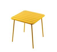 CONCEPTO FÁBRICA | Mesa de jardín BERGAME 4 plazas acero amarillo | Mesa de comedor grande exterior | Muebles de jardín terraza piscina | 70 cm | Resistencia al sol y a la temperie | Premium Design