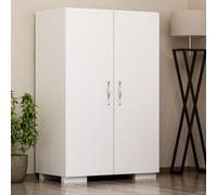 CONCEPTO FÁBRICA | Mueble para zapatos TIA 60 x 94 cm | 4 compartimentos cerrados con 2 puertas | Diseño blanco puro con asas plateadas | Almacenamiento de hasta 16 pares | Compacto y elegante