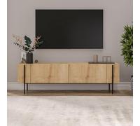 CONCEPTO FÁBRICA | Mueble TV 160 cm Madera y metal negro Frena | Estilo industrial y minimalista | 2 armarios puertas abatibles | Diseño contemporáneo | Bandeja de gran formato | Elegante, Robusto