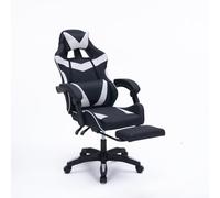 CONCEPTO FÁBRICA | Silla de oficina para juegos ergonómicos ALTAIR negro/blanco | Respaldo reclinable 135° | Reposapiés desplegable | Altura ajustable | Cojines Lumbares y Cabeza | Asiento Confort de