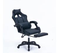 CONCEPTO FÁBRICA | Silla de oficina para juegos ergonómicos ALTAIR negro | Respaldo reclinable 135° | Reposapiés desplegable | Altura ajustable | Cojines Lumbares y Cabeza | Asiento Confort de Alta